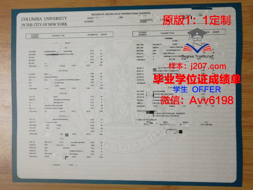 布尔奇科特区国际大学成绩单