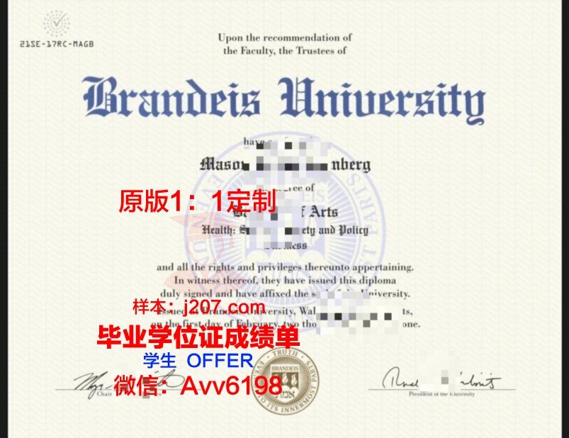 布兰迪斯大学研究生毕业证书(在布兰迪斯大学就读)