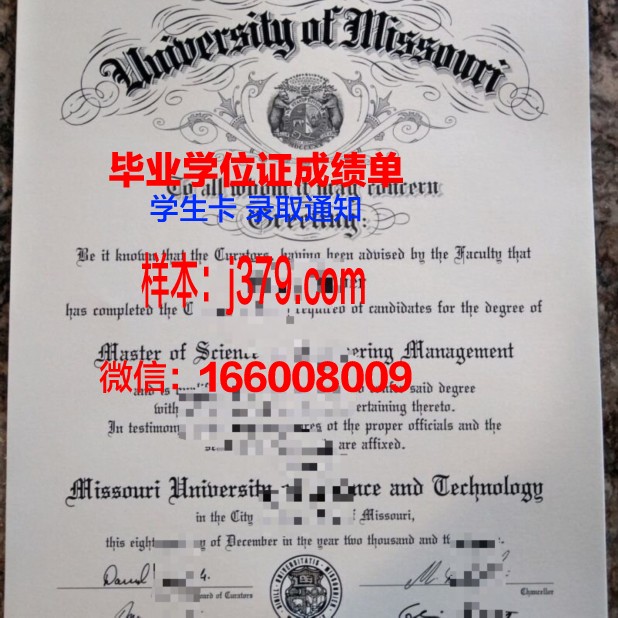 密苏里理工大学本科毕业证 Missouri University of Science and Technology diploma