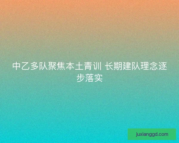 中乙多队聚焦本土青训 长期建队理念逐步落实